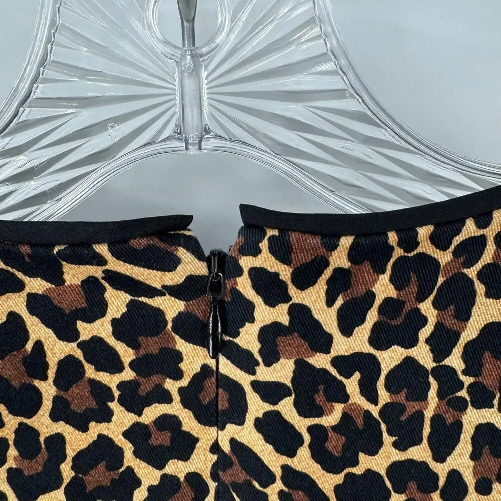 J. Crew Vegas Leopard Print Sheath Dress Size 0 Preppy Careerwear Classic